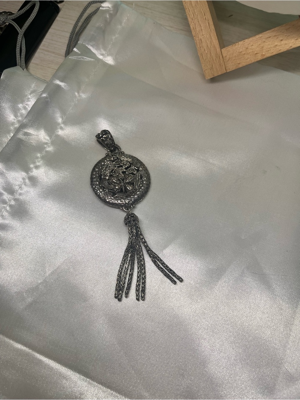 SARDA Sterling Silver 925 Vintage Medallion Tassel Necklace - Women Jewelry